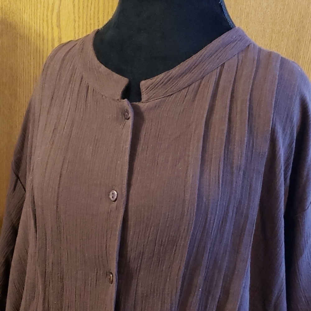 Silhouettes new brown crepe pleated blouse